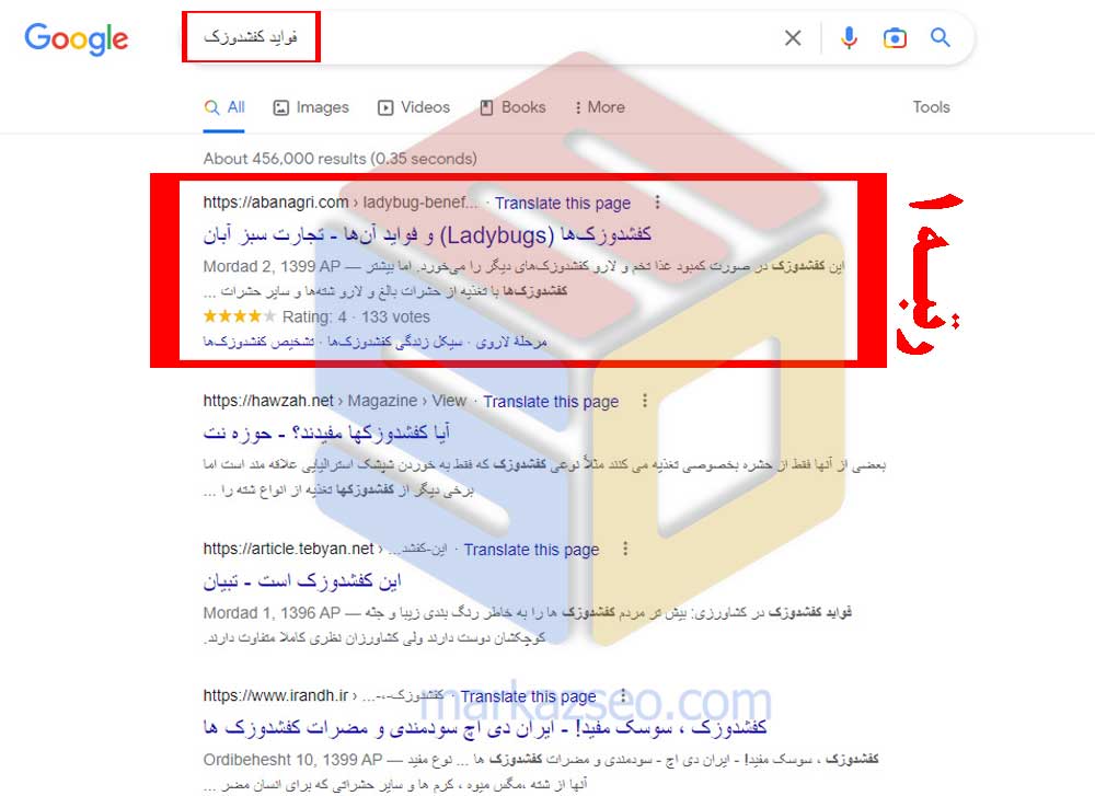 نمونه کار سئو