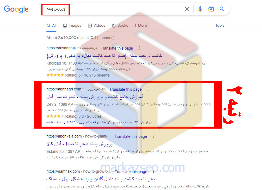 نمونه کار سئو سایت